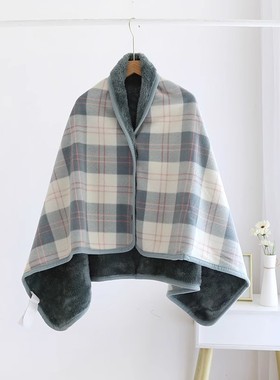 多功能吸湿发热法兰绒午休盖毯懒人毯摇粒绒办公室保暖披肩儿童毯