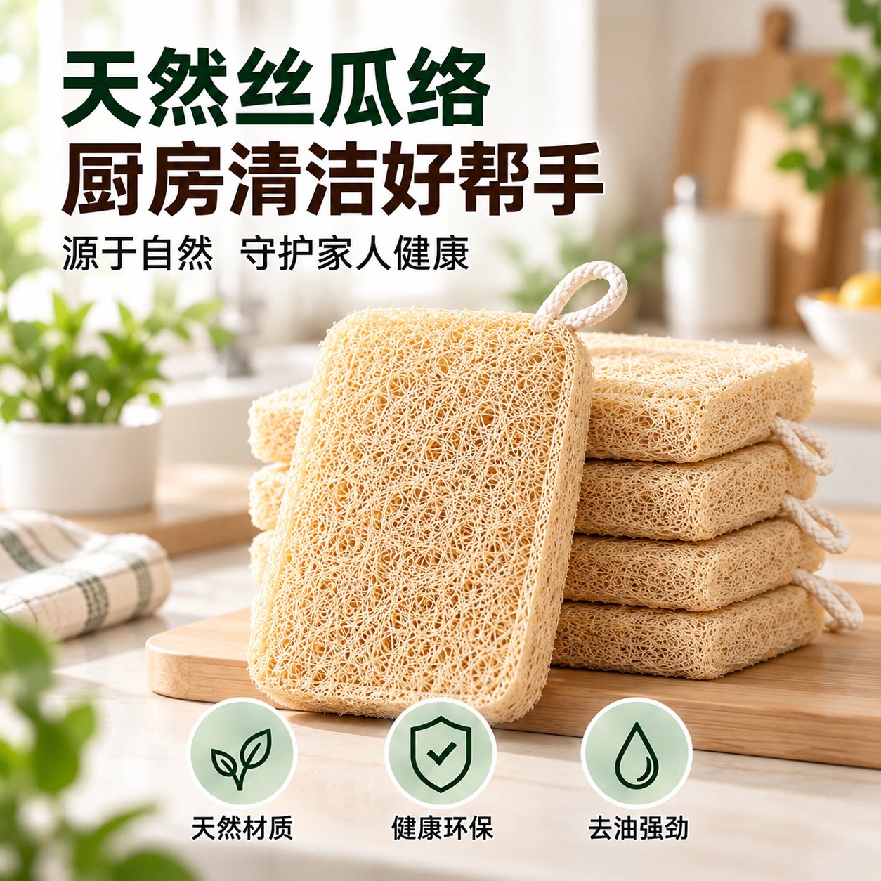 丝瓜络洗碗天然百洁布金刚砂厨房专用丝瓜瓤洗碗海绵丝瓜刷碗神器