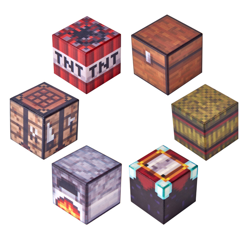 适用于乐高我的世界磁力方块工作台TNT熔炉箱子干草堆附魔台玩具