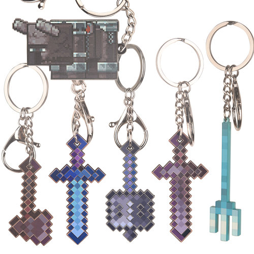 适用于乐高我的世界重锤附魔下界合金剑钥匙扣钻石剑挂件双面武器