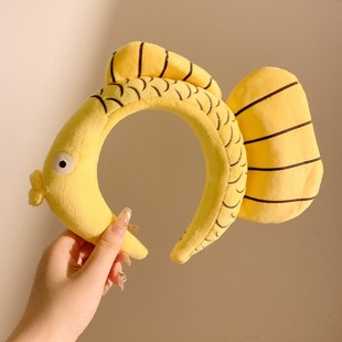 童趣搞怪鲤鱼毛绒发箍女款洗脸化妆专用发卡可爱头箍发饰头饰秋冬