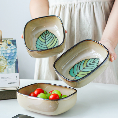 二郎家【个性方碗】陶瓷碗碟套装家用餐具套装汤碗面碗沙拉碗微瑕