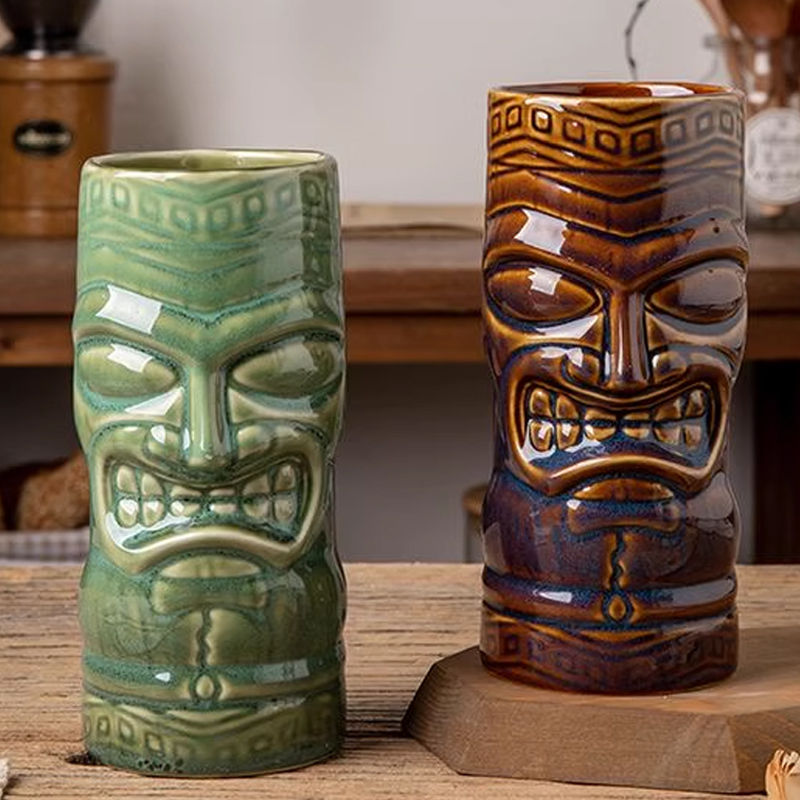 【酒吧Tiki提基杯】鸡尾酒个性酒杯夏威夷创意陶瓷收纳筒花瓶微瑕