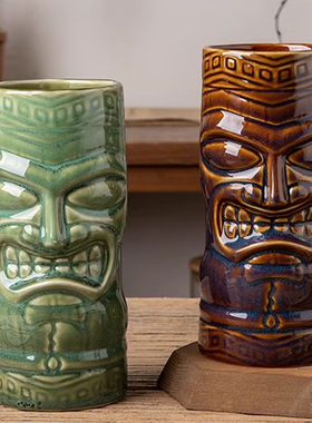 【酒吧Tiki提基杯】鸡尾酒个性酒杯夏威夷创意陶瓷收纳筒花瓶微瑕