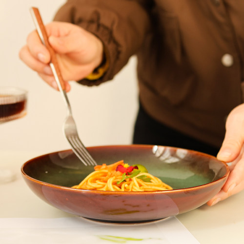 二郎家【复古窑变】陶瓷家用汤面碗餐具餐厅风格大号深盘敞口碗