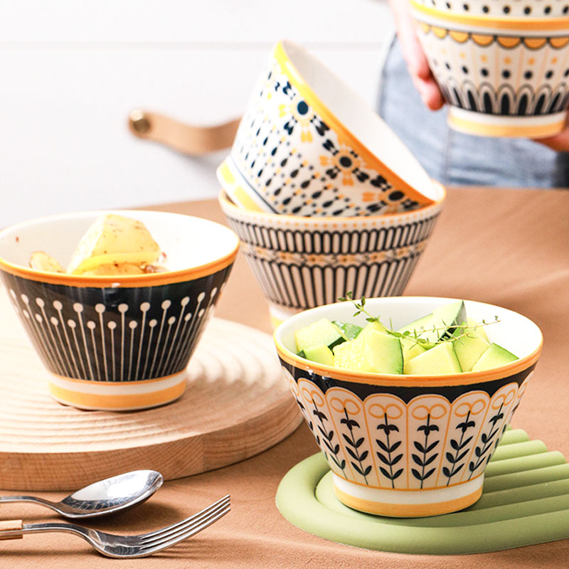 【超值8个装】5英寸斗笠碗 北欧陶瓷饭碗韩版ins家用创意米饭碗