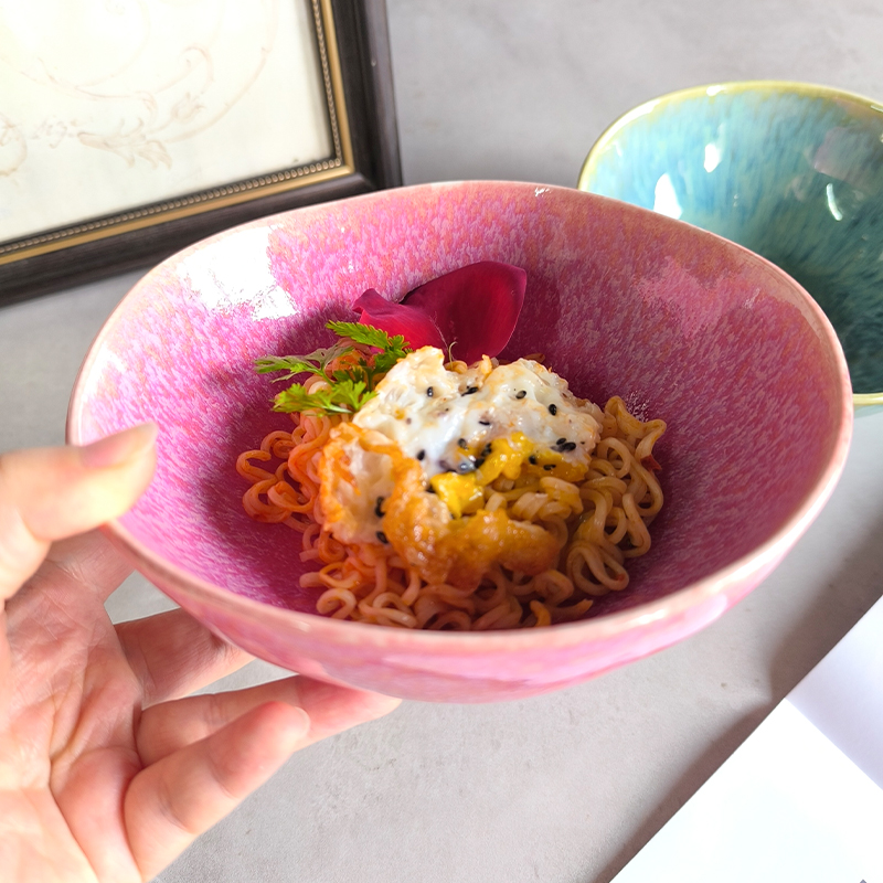 好看的窑变粉餐具套装