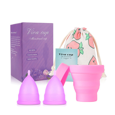 跨境月事杯 menstrual cup 硅胶月经杯 女性经期防漏姨妈杯折叠杯
