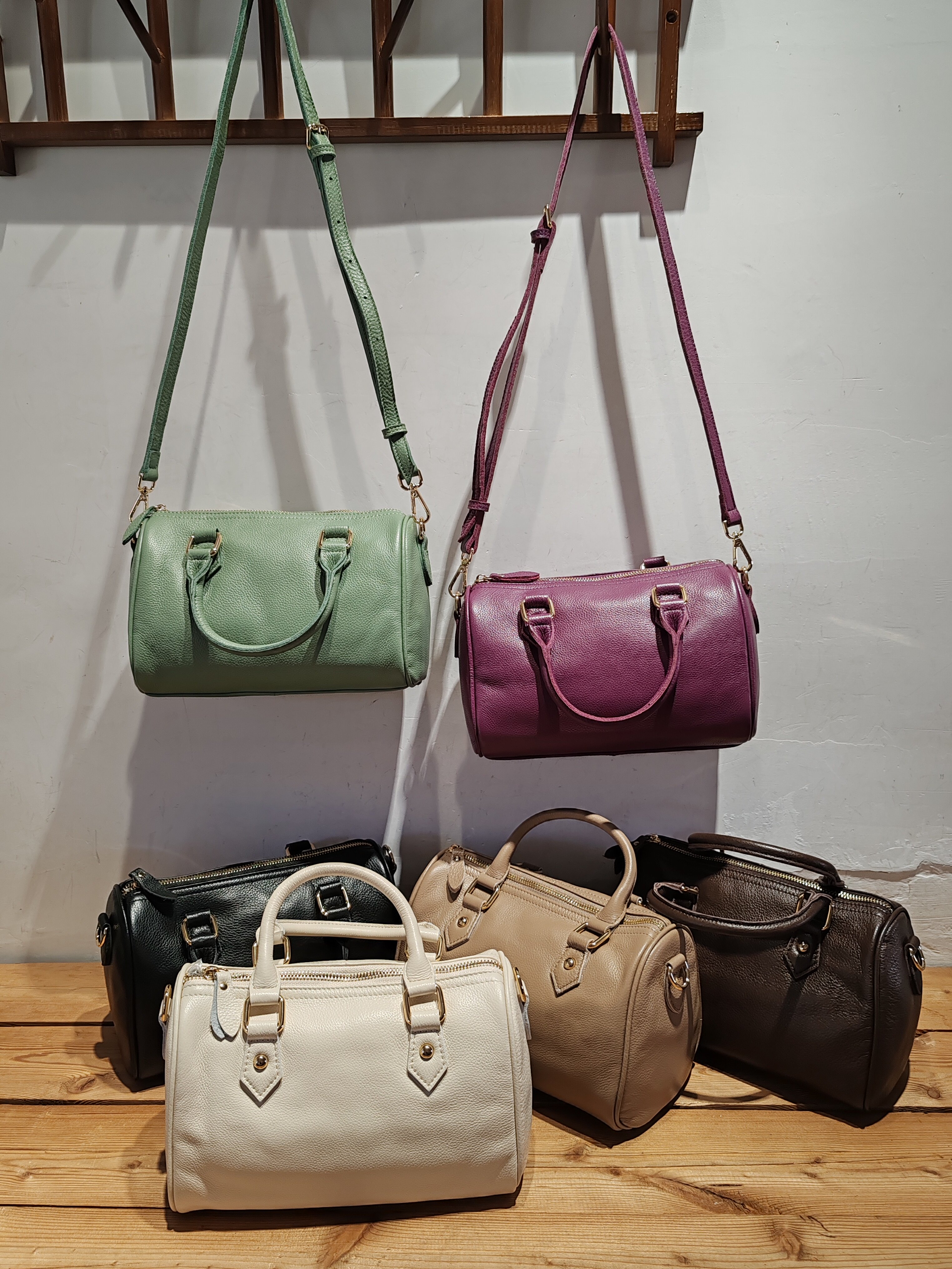 外贸出口头层牛皮荔枝纹软皮女款休闲复古通勤单肩手提斜挎包
