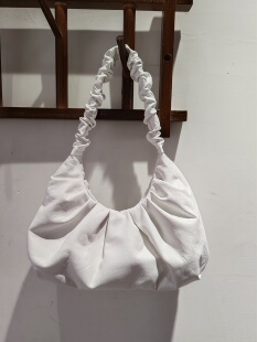 外贸出口超薄鹿皮褶皱云朵包单肩手提女包