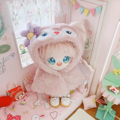 现货蓝眼睛小狐狸披肩斗篷20厘米套装20cm娃衣明星棉花娃娃换装