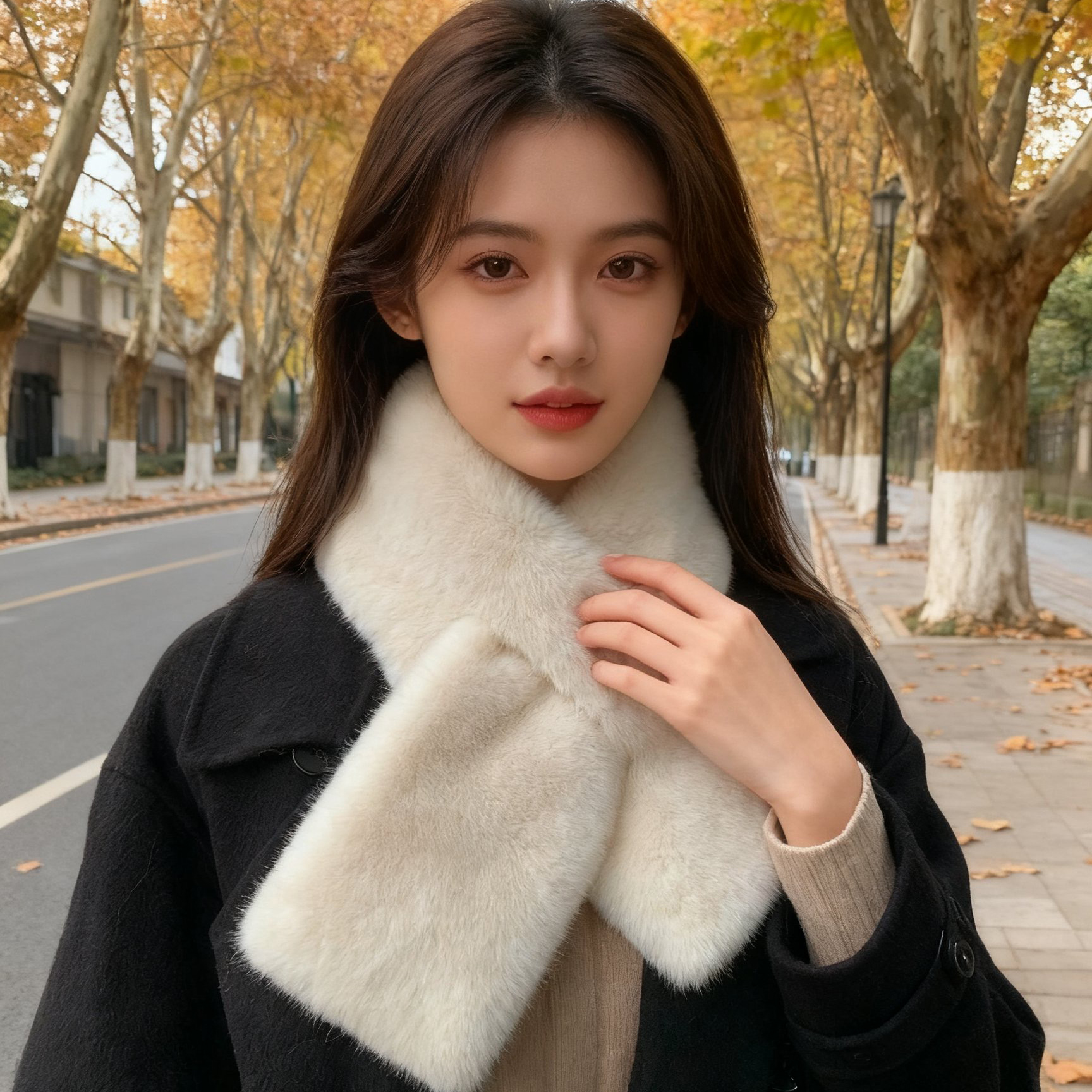 围巾女冬季水貂毛百搭双面毛绒保暖韩版仿皮草交叉护颈濑懒毛围脖