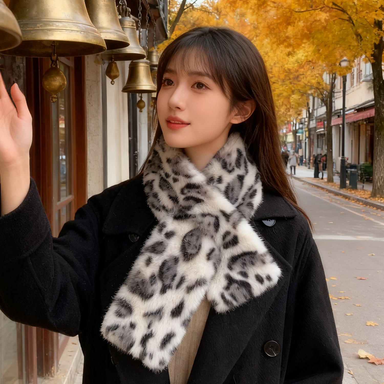 韩版豹纹毛绒围巾冬季保暖