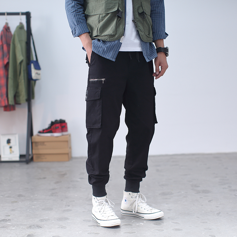 Korean version camouflage overalls men's fashion slacks Halon pants casual 9 points men's pants