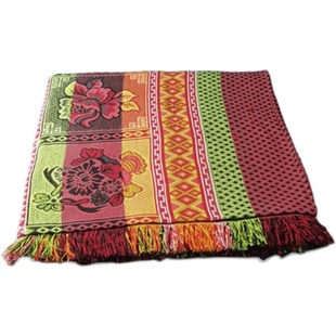 老式80年代八色线毯春秋薄空调毯C床单随身沙发巾被单桌布线毯床