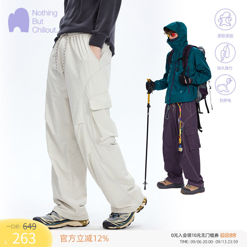 NBCT户外休闲裤女秋冬加绒高弹透气登山徒步裤子宽松工装伞兵裤图片