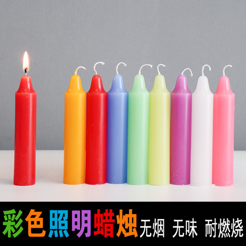 无味彩色马卡龙活动装饰绿蜡烛