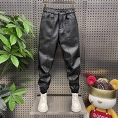 秋冬季 外卖机车PU保暖防风防雨小脚裤 防水男士 摩托车户外骑行皮裤