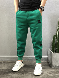 刺绣休闲运动裤 潮流运动卫裤 灰色百搭修身 时尚 小脚裤 2025秋冬男士