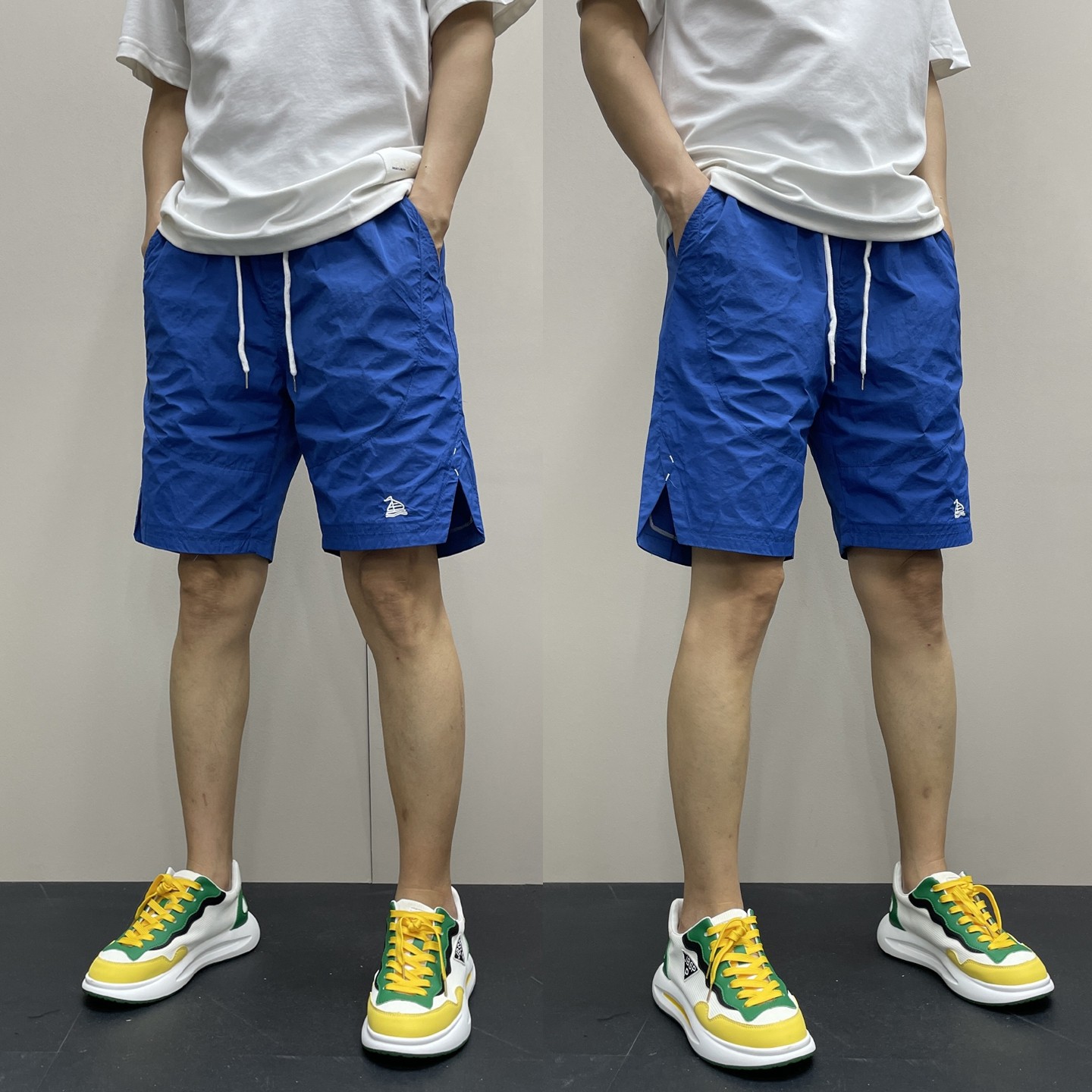 潮牌户外蓝色速干工装运动短裤男2025夏季薄款潮流刺绣休闲沙滩裤,男装,休闲裤,淘宝优惠券,粉丝福利购,淘宝优惠卷