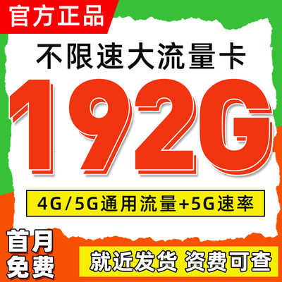 广电流量卡纯流量上网卡手机卡大流量5G电话卡全国通用流量大王卡