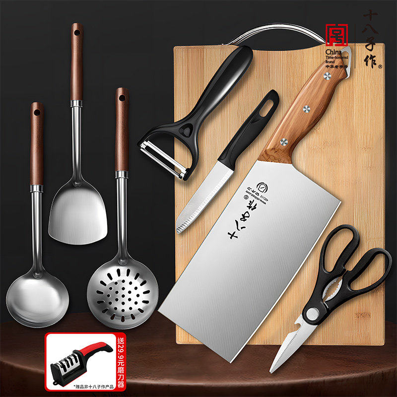 十八子作不锈钢锋利刀具砧板套装