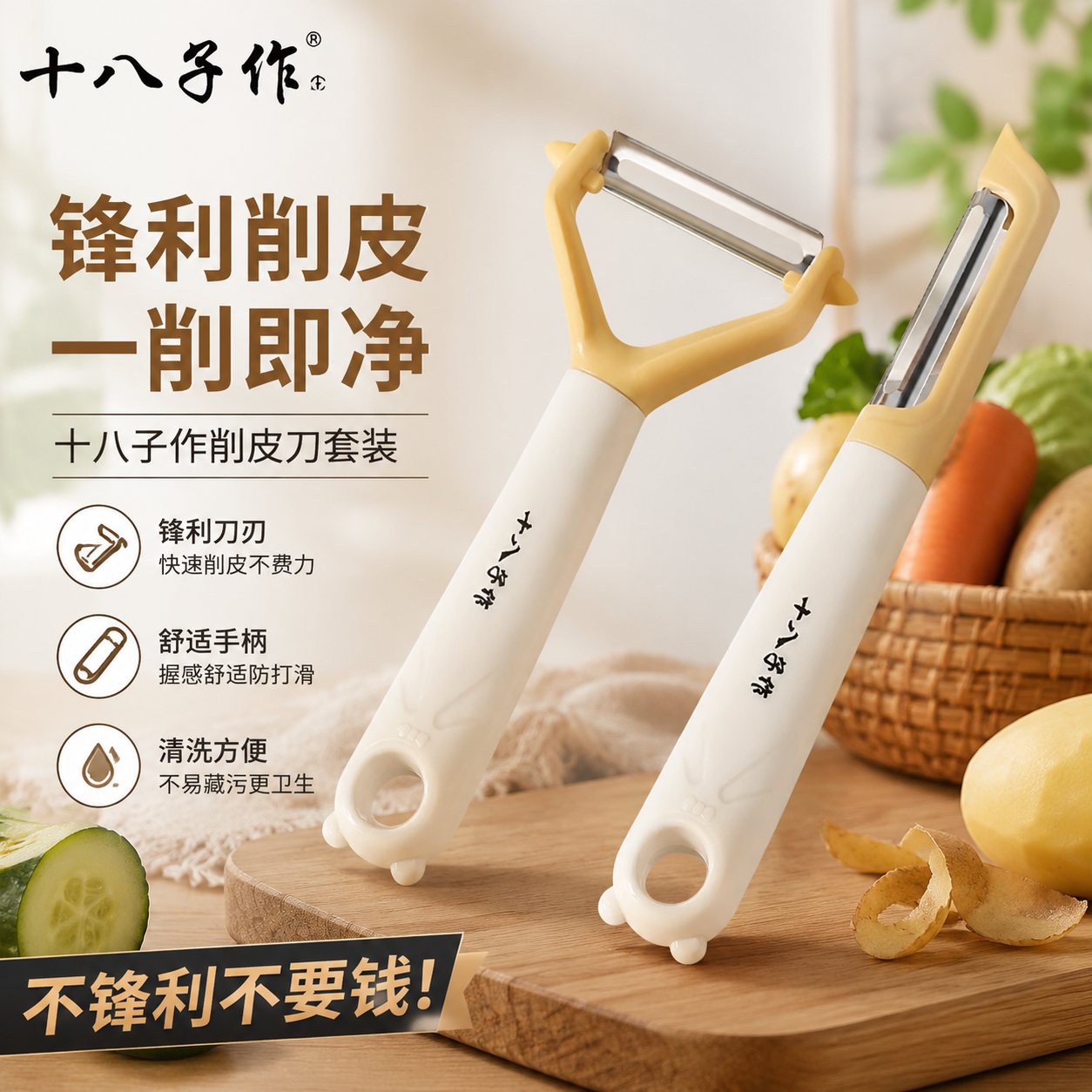 十八子作不锈钢水果蔬菜削皮器