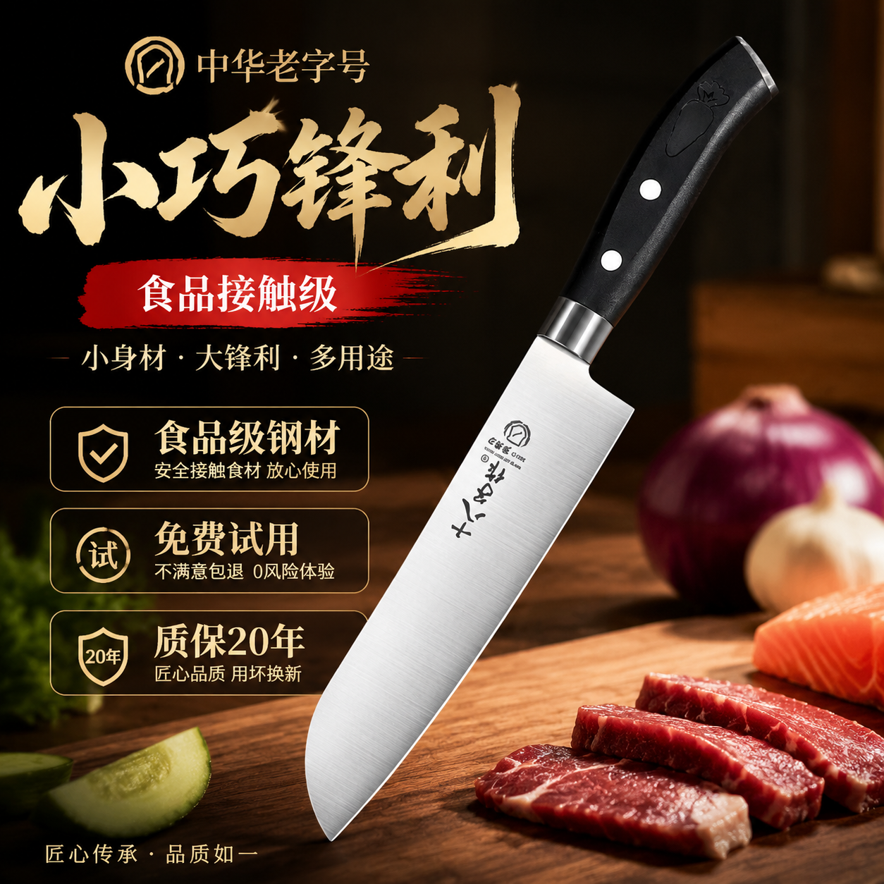 十八子作不锈钢锋利切西瓜水果刀