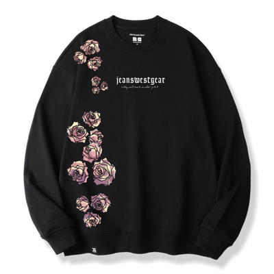 潮牌玫瑰印花情侣装卫衣男女同款