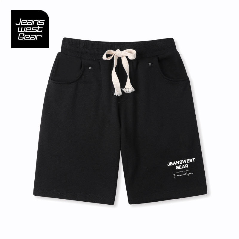 真维斯盖尔大码品牌男士短裤宽松简单百搭款黑色胖子肥佬五分中裤