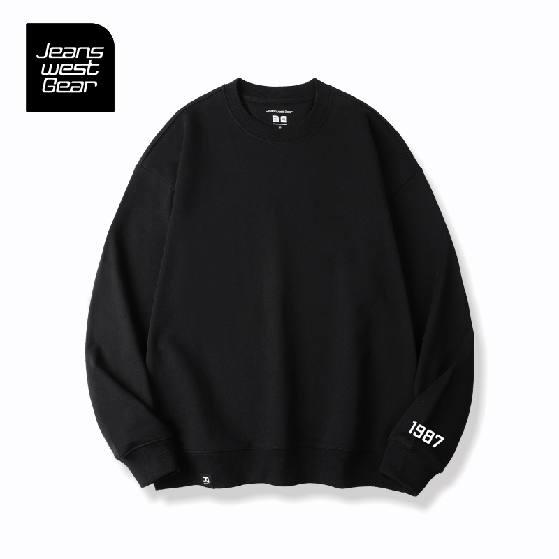 款数字1987印花卫衣春秋圆领男女