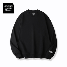 真维斯盖尔大码品牌男女同款数字1987印花卫衣春秋圆领黑色打底衫