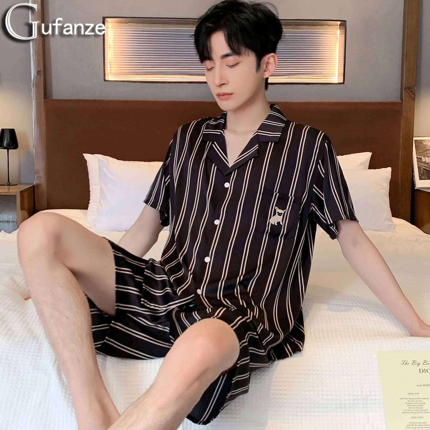 男士冰丝睡衣夏季男款套装丝绸夏款薄款短袖春秋款家居服2026新款