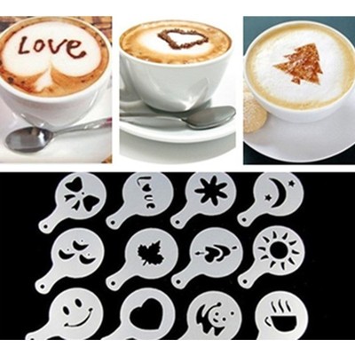 16pcs Coffee Stencil Filter Coffee Maker Cappuccino Coffee B