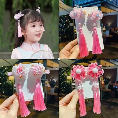 Pink children's antique hair ornaments tassels streamers hai