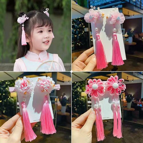 Pink children's antique hair ornaments tassels streamers hai