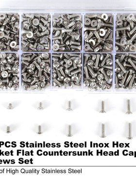 720PCS Stainless Steel Inox Hex Socket Flat Countersunk Head