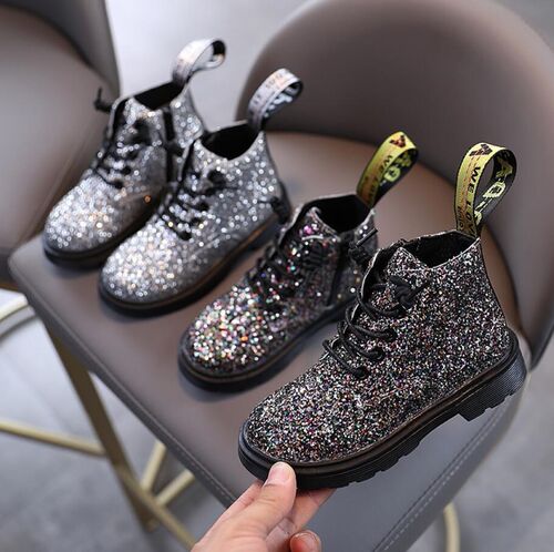 2021 New Autumn Girls Boys Short Fashion Boots Leather Bling