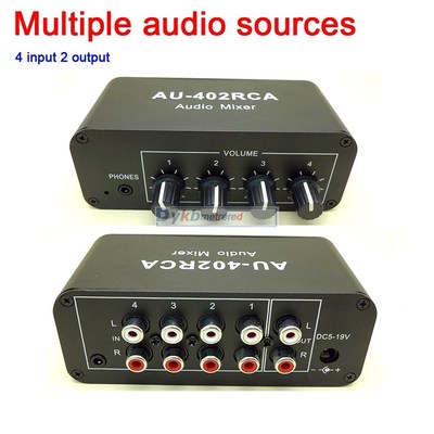 Multi Source RCA Mixer Stereo Audio Reverberator Audio Swit