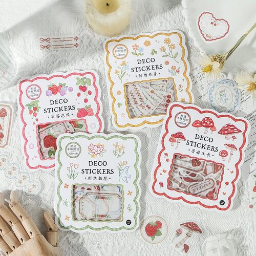 Mr.paper 40Pcs 4 Designs Mushroom Plant Series Japanese Kaw