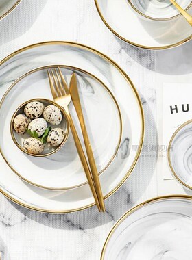 Gold Marble Dinner Plate Set Ceramic Kitchen Plate Tableware