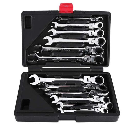 Pro Spanner Wrench Ratchet Polished Set Kit 12PCS Metric 8 -