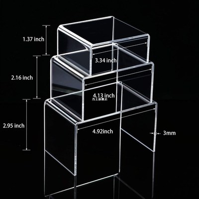 6PCS Clear Acrylic Display Risers Jewelry Display Riser Shel