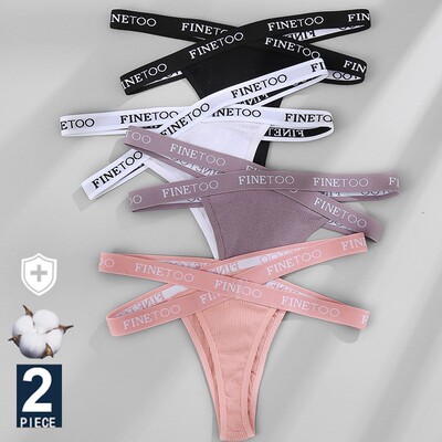 FINETOO 2PCS/Set Women's Cotton G-string Sexy Cross Strap Pa