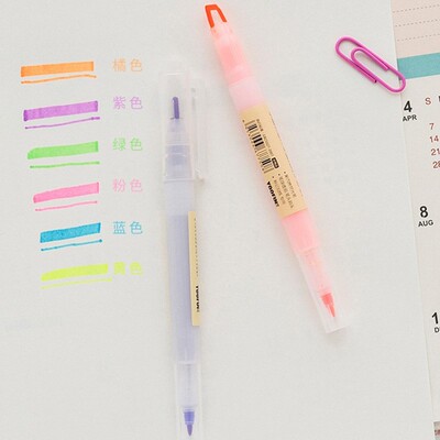 *6Pcs Cute Double-end Highlighters Pastel Liquid Chalk Marke