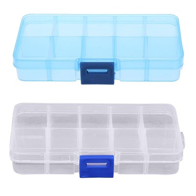 10 Compartments Transparent Plastic Jewelry Pills Box Organi