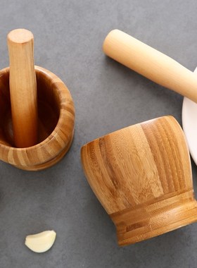 Natural bamboo wood manual mashed ground salt and pepper gri