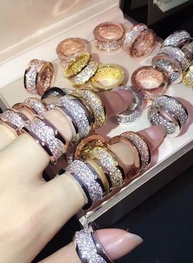 Luxury fashion brand bv classic spring ring couple ceramic m