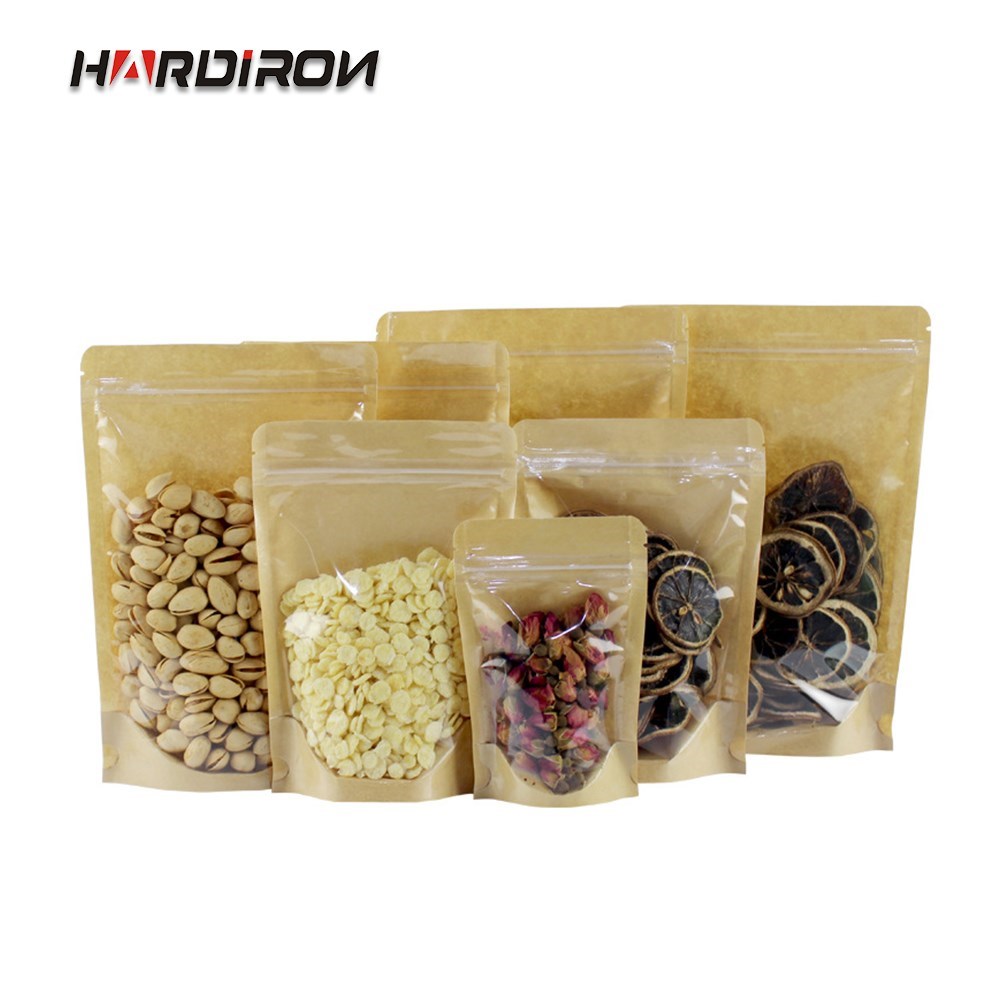 HARDIRON Thickened Front Transparent Kraft Paper Bag Nut Te