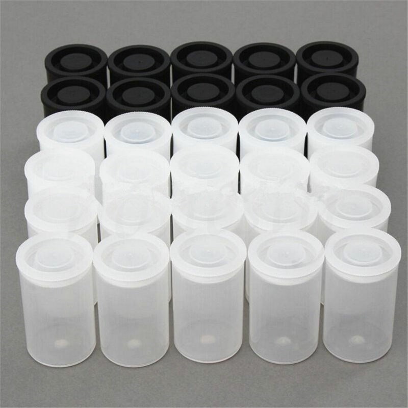10pcs Plastic Empty Black/White Bottle 35mm Film Cans Canis